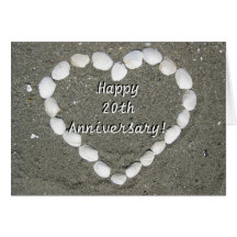 Happy 20th Anniversary Seashell heart card