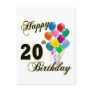 Happy 20th Birthday Gifts and Birthday Apparel Postcards