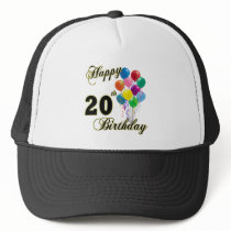 Happy 20th Birthday with Balloons Mesh Hats