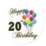 Happy 20th Birthday with Balloons stickers