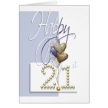 Happy 21st birthday balloons elegant cards