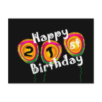 Happy 21st Birthday Colourful Balloons Postcards