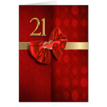 Happy 21st birthday elegant heart greeting card