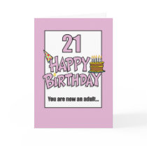 Happy 21st Birthday Pink Card