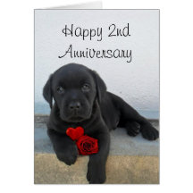Happy 2nd Anniversary Labrador puppy greeting card