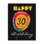 Happy 30Birthday - Colourful Gold Green Red Balloo Postcard