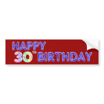 Happy 30th Birthday Design in Balloon Font bumper stickers