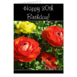 Happy 30th Birthday Red Ranunculus greeting card
