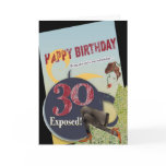 Happy 30th Birthday worn vintage flare old age Card