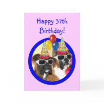 Happy 37th Birthday Boxer Dogs Greeting Cards