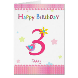 Happy 3rd birthday girl greeting card