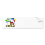 Happy 3rd Birthday with Cake, Balloons and Candle Bumper Stickers