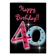 Happy 40th birthday fun & bright polka dot card