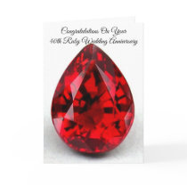Happy 40th Wedding Anniversary Card Ruby