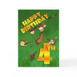 Happy 4th Birthday Monkey Banana cards