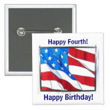 Happy 4th-of-July Birthday! Button