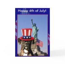 Happy 4th of July boxer dog greeting card