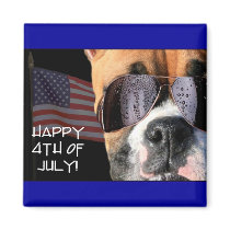 Happy 4th of July Boxer magnet