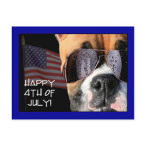 Happy 4th of July Boxer postcard