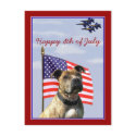 Happy 4th of July Patriotic pitbull postcard