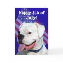 Happy 4th of July white boxer greeting card