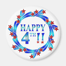 Happy 4th Red Stars Fridge Magnet