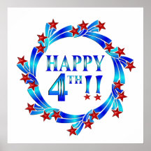 Happy 4th Red Stars Print