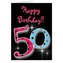 Happy 50th birthday fun & bright polka dot card