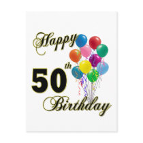 Happy 50th Birthday Gifts and Birthday Apparel Post Card