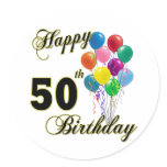 Happy 50th Birthday Gifts and Birthday Apparel Round Stickers