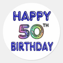 Happy 50th Birthday Gifts and Birthday Apparel Round Sticker