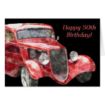 Happy 50th Birthday! Half a Century Classic Car Greeting Card