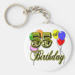 Happy 55th Birthday Celebration Key Chain