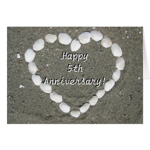 Happy 5th Anniversary Seashell heart greeting card | Zazzle