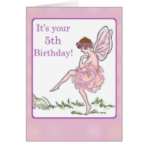Happy 5th Birthday Fairy for Girl Greeting Cards