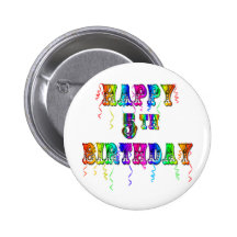 Happy 5th Birthday Gifts - Circus Font Button