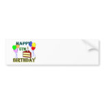 Happy 5th Birthday with Cake, Balloons and Candle bumper stickers