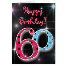 Happy 60th birthday fun & bright polka dot card