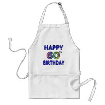 Happy 60th Birthday Gifts in Balloon Font Aprons