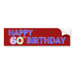 Happy 60th Birthday Gifts in Balloon Font bumper stickers