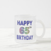 Happy 65th Birthday Mug in Balloon Font