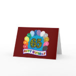 Happy 65th Birthday with Balloons Card