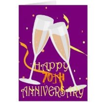 Happy 70th anniversary champagne celebration card