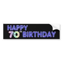 Happy 70th Birthday Gifts in Balloon Font Bumper Sticker