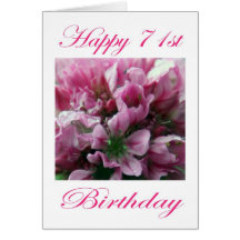 Happy 71st Birthday Pink and Green Flower Card
