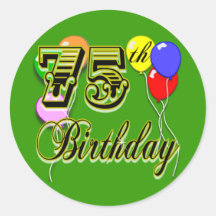 Happy 75th Birthday Celebration Round Stickers