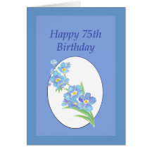 Happy 75th Birthday Forget Me Not Flower Greeting Cards