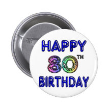 Happy 80th Birthday Gifts and Birthday Apparel Pin