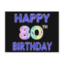 Happy 80th Birthday Gifts and Birthday Apparel Post Cards