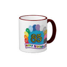 Happy 85th Birthday with Balloons Mugs